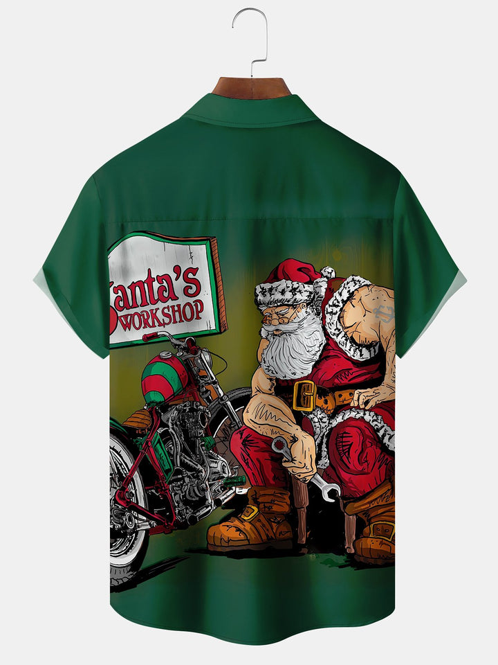 Chemises décontractées imprimées de grande taille avec motif de moto et de père Noël de Alohadaddy