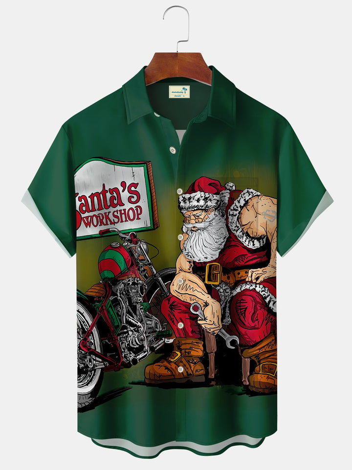 Chemises décontractées imprimées de grande taille avec motif de moto et de père Noël de Alohadaddy
