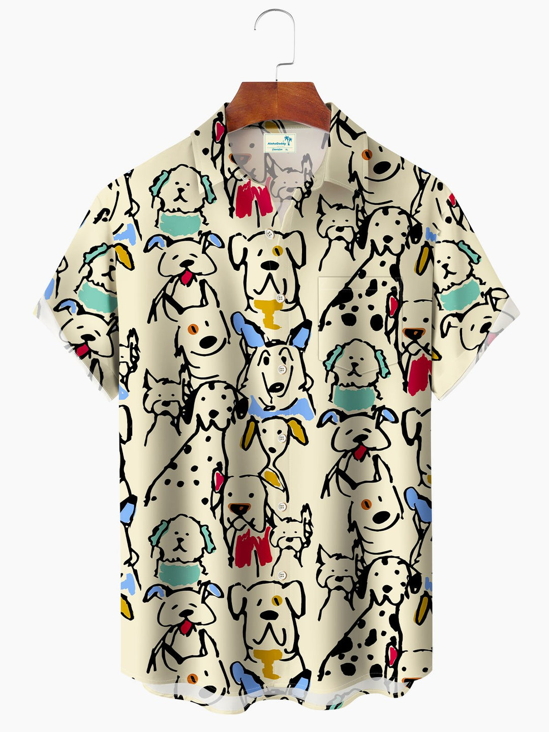 Alohadaddy Cartoon Animal Puppy Summer Beach Casual Shirt