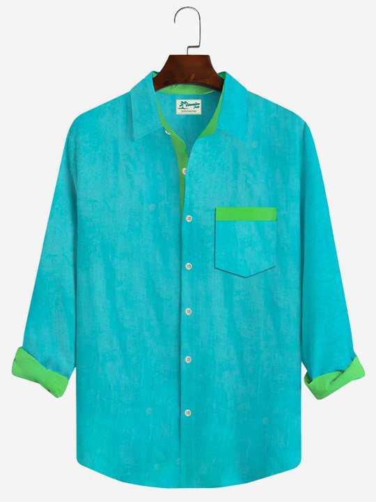 Alohadaddy Solid Color Contrast Print Men&