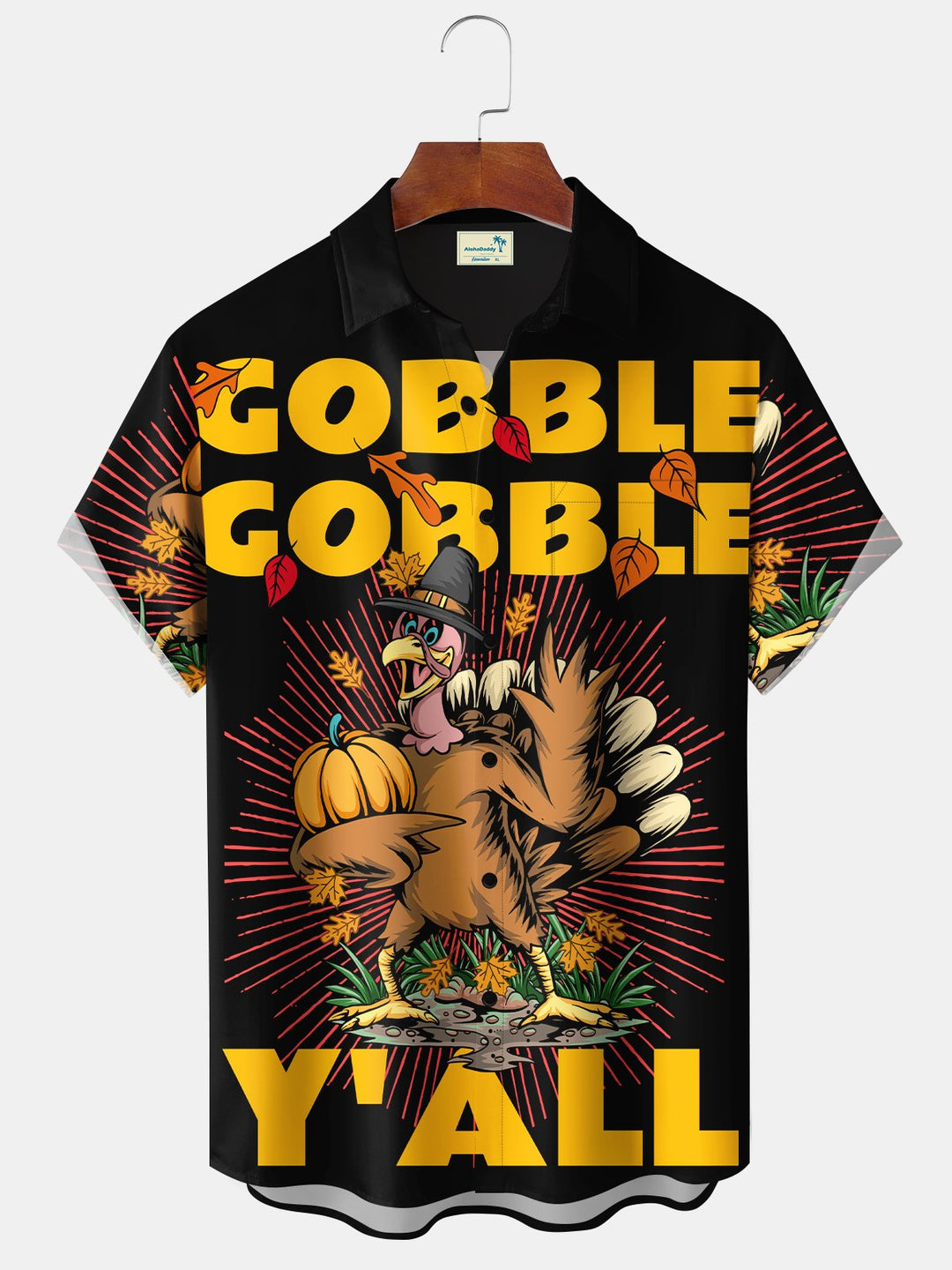 Camisa festiva de manga corta con bolsillo y pechuga de pavo para Acción de Gracias de Alohadaddy