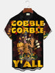 Camisa festiva de manga corta con bolsillo y pechuga de pavo para Acción de Gracias de Alohadaddy