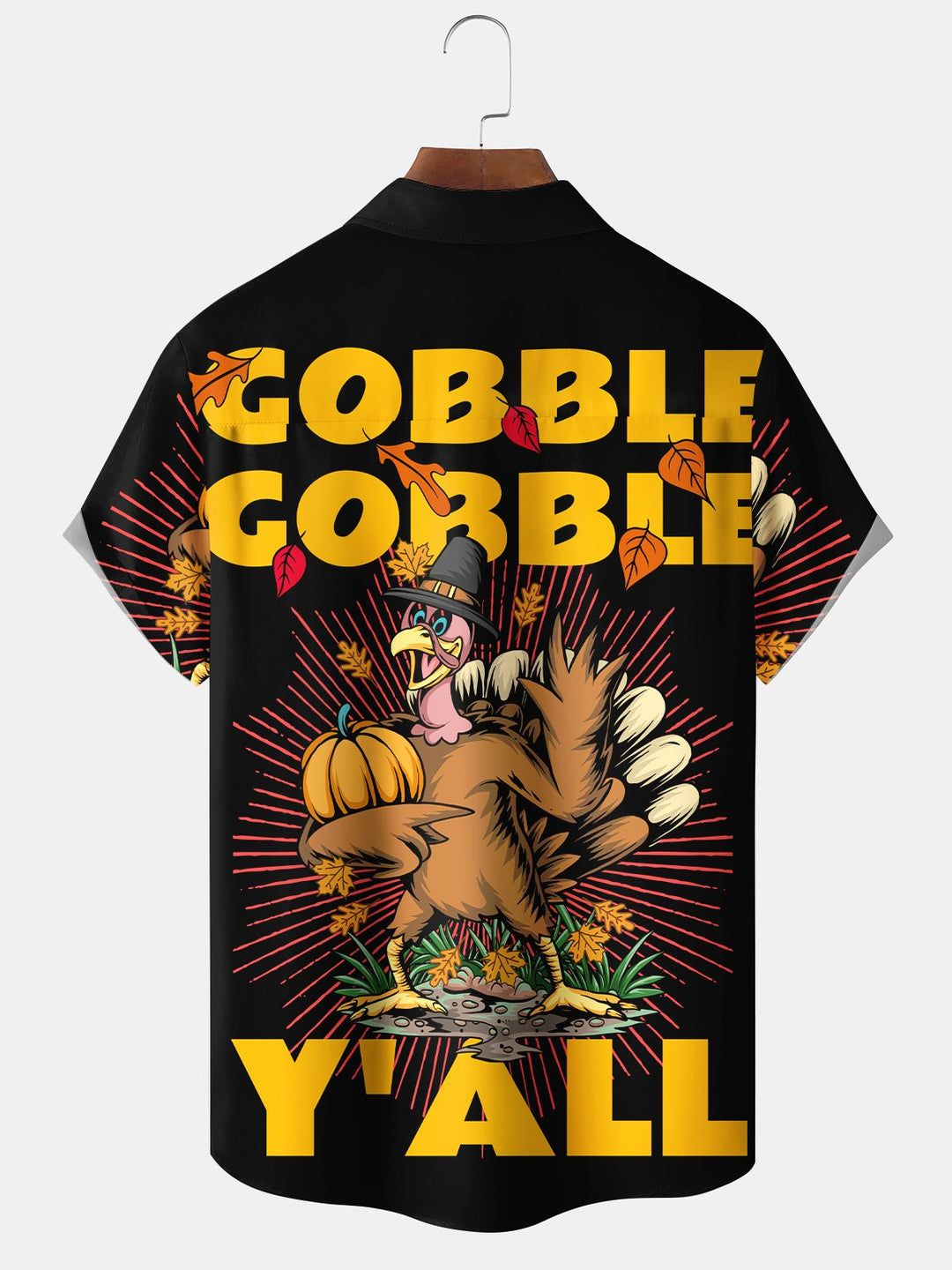 Camisa festiva de manga corta con bolsillo y pechuga de pavo para Acción de Gracias de Alohadaddy