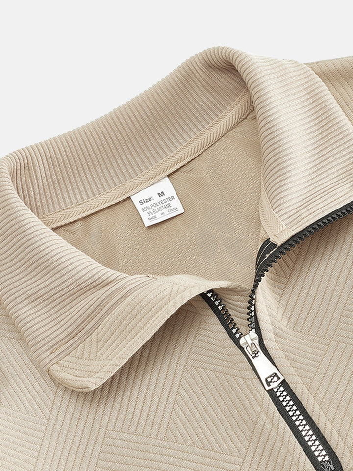 Sudadera de manga larga con cuello alto, media cremallera y diseño de patchwork de jacquard, estilo vintage de Alohadaddy