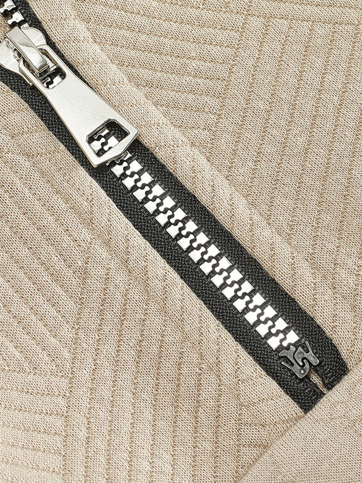 Sudadera de manga larga con cuello alto, media cremallera y diseño de patchwork de jacquard, estilo vintage de Alohadaddy