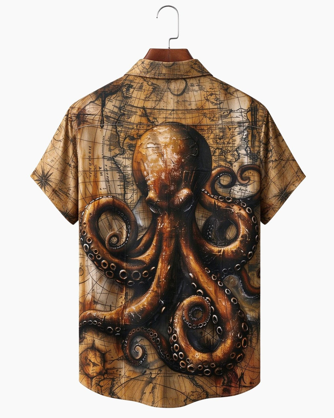 Alohadaddy®Vintage Octopus Old Map Print Men&