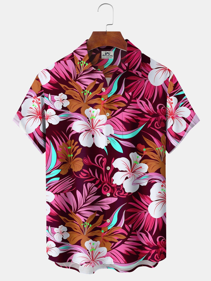 Camisa hawaiana con estampado floral tropical para vacaciones en la playa Alohadaddy