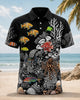 Alohadaddy® Men's Casual Style Ocean-Themed Design Tropical Fish Print Short-Sleeve Polo Shirt