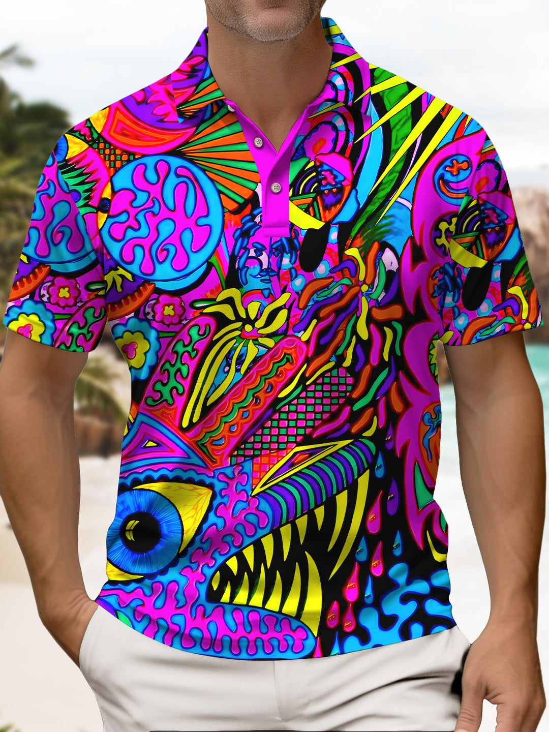 Alohadaddy Vintage Abstract Art Texture Print Chest  Men&