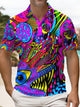 Alohadaddy Vintage Abstract Art Texture Print Chest  Men's Polo Shirt