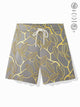 Alohadaddy Hawaiian Gold Leaf Print Men's Drawstring Elastic Shorts