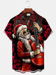 Alohadaddy Red Music Christmas Santa Claus Guitar Casual Plus Size Shirts