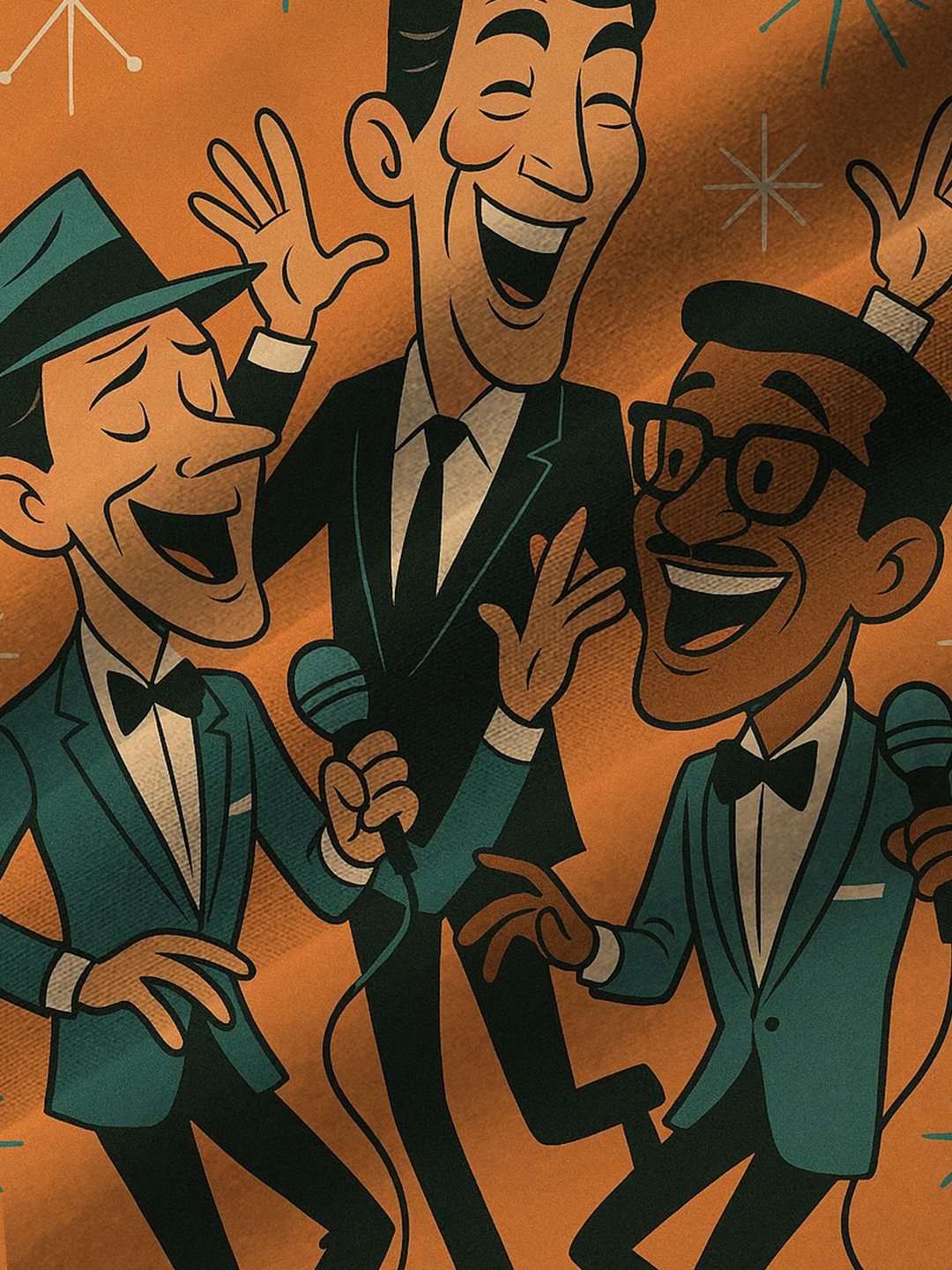 Alohadaddy® Vintage Music Rat Pack Graphic Print Men&