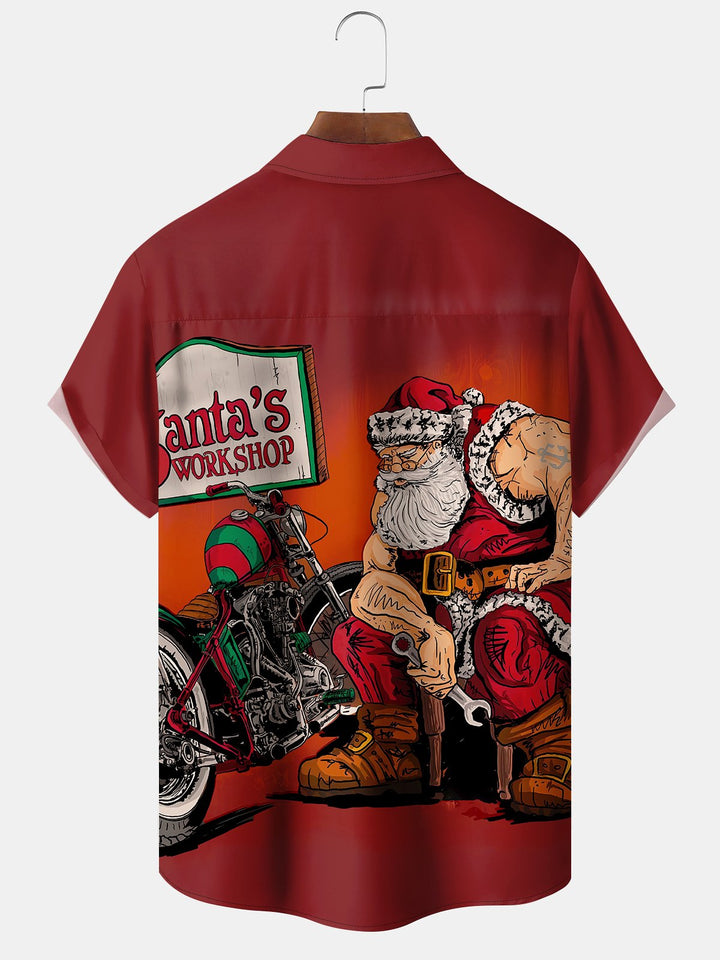 Chemises décontractées imprimées de grande taille avec motif de moto et de père Noël de Alohadaddy