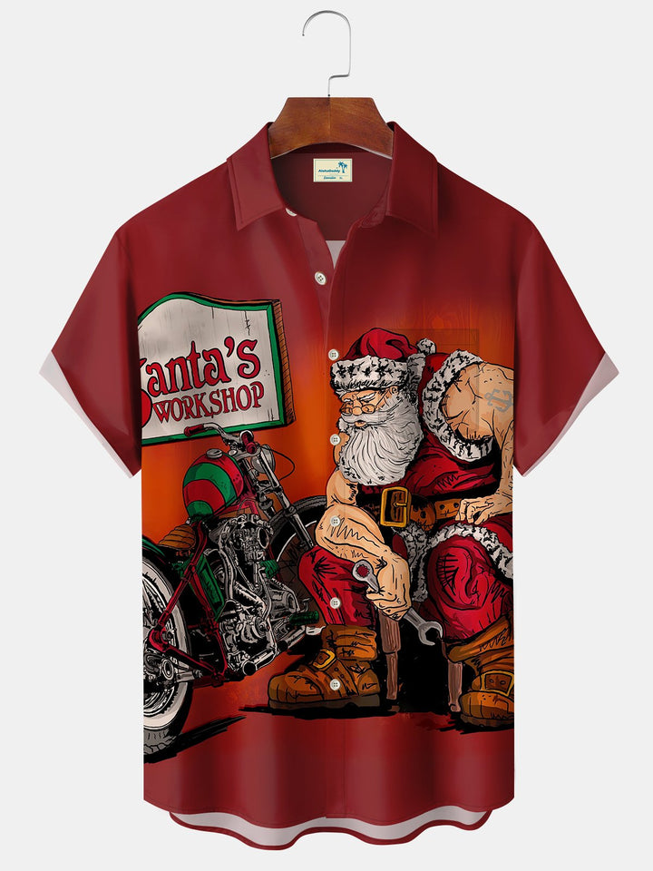 Chemises décontractées imprimées de grande taille avec motif de moto et de père Noël de Alohadaddy