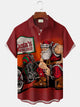 Alohadaddy Christmas Santa Claus Motorcycle Printed Casual Plus Size Shirts