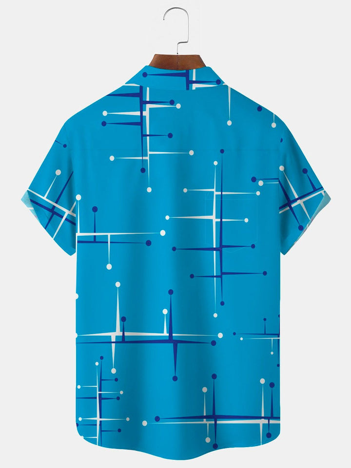 Alohadaddy 50’S Vintage Mid-Century Modern Geometric Blue Men&