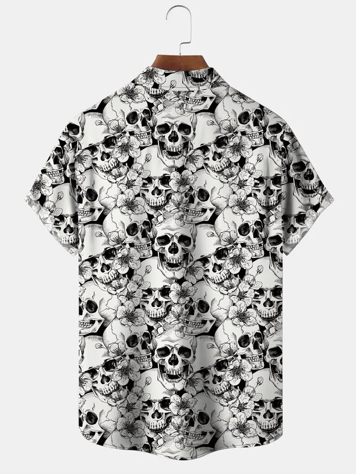 Chemise hawaïenne pour homme Alohadaddy Vintage Skull Floral Plant Beach