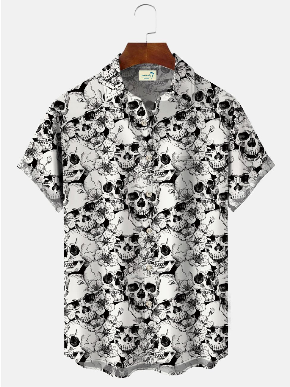 Chemise hawaïenne pour homme Alohadaddy Vintage Skull Floral Plant Beach
