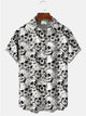 Alohadaddy Vintage Skull Floral Plant Beach Men's Hawaiian Shirt