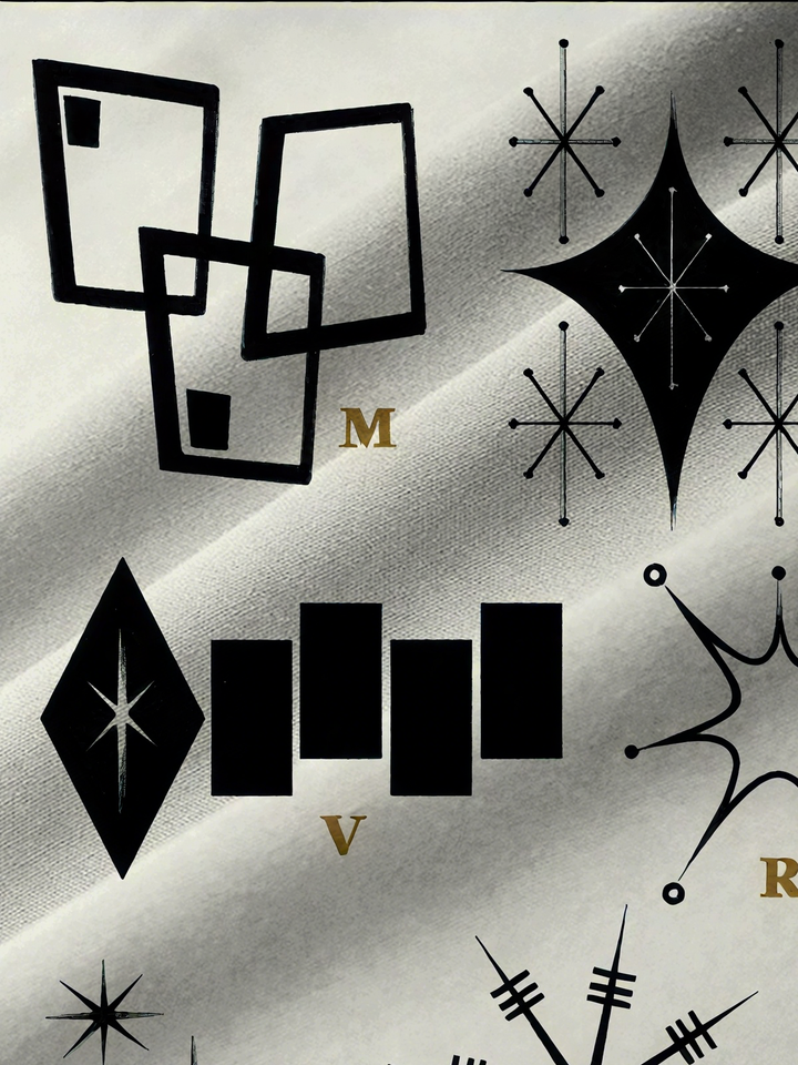 Royaura® Retro 1950s Mid-century Atomic Age Geometric Graphic Print Men&