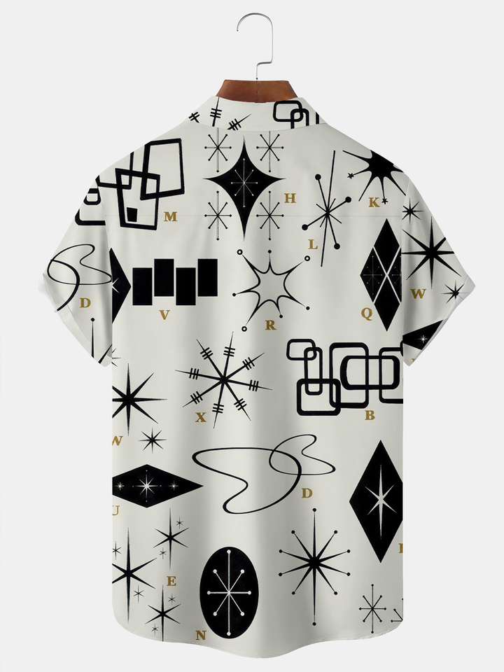 Royaura® Retro 1950s Mid-century Atomic Age Geometric Graphic Print Men&