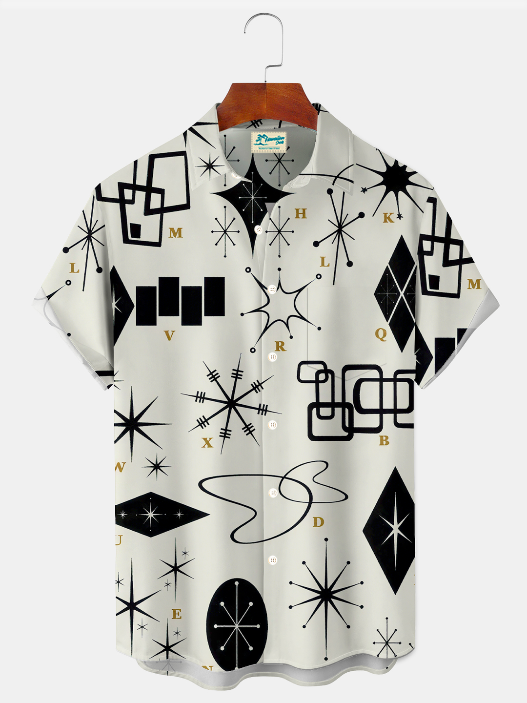 Royaura® Retro 1950s Mid-century Atomic Age Geometric Graphic Print Men&