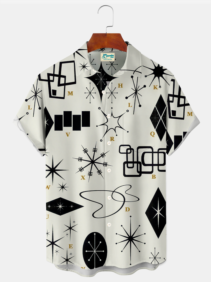 Royaura® Retro 1950s Mid-century Atomic Age Geometric Graphic Print Men&