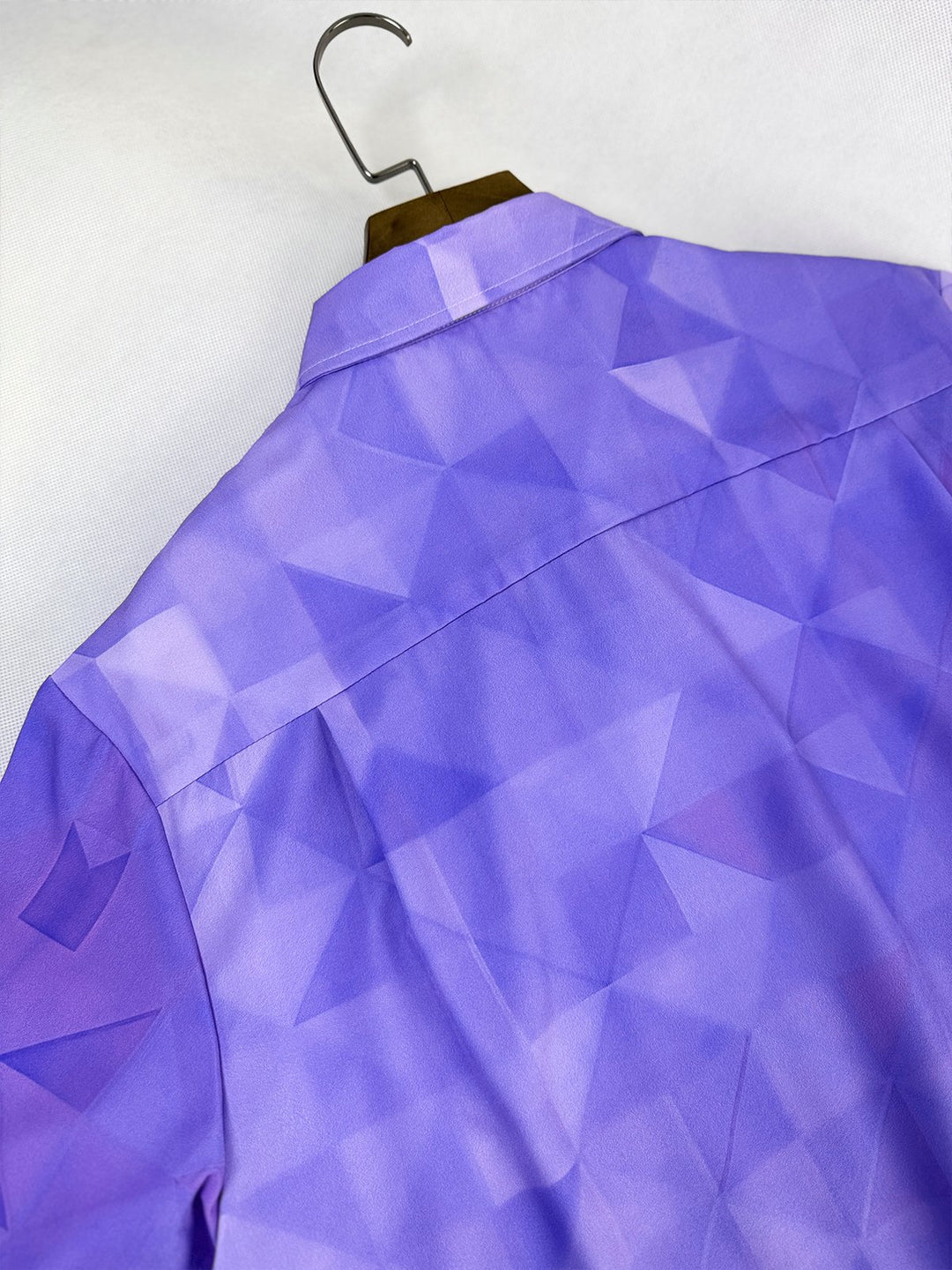 Alohadaddy Leisure Collection Geometric Triangle Gradient Color Print Art Pocket Cardigan Button Polyester Stretch Short Sleeve Shirt