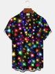 Camisa de manga corta con bolsillo abotonado y estampado navideño de fuegos artificiales para hombre de Alohadaddy