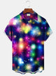 Alohadaddy Holiday Party Christmas Flashing Lights 3D Digital Print Men's Button Pocket Short Sleeve Shirt