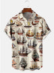 Alohadaddy Navigation Ship Printed Letters Casual Plus Size Shirts