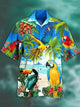 Alohadaddy Parrots Casual Cotton-Blend Printed Shirts & Tops