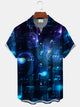Alohadaddy Music Notes Abstract Deep Blue  Cotton-Blend Casual Plus Size Shirts