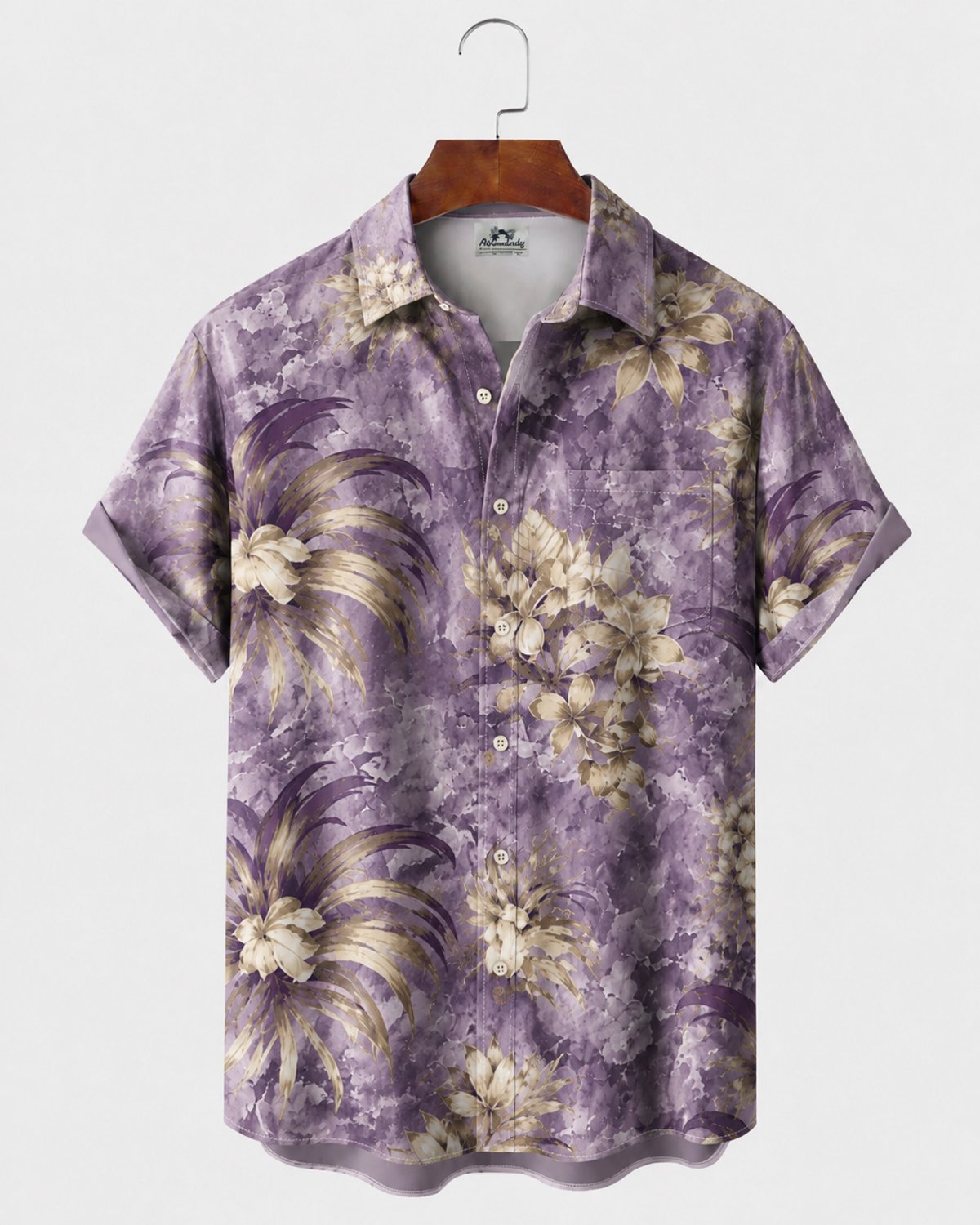 Alohadaddy® Men's Short-Sleeve Button-Down Shirt with Pocket Floral Print