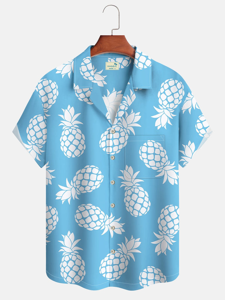 Alohadaddy Hawaiian Tropical Fruit Classic Aloha Pineapple Camp Shirt