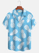 Alohadaddy Hawaiian Tropical Fruit Classic Aloha Pineapple Camp Shirt