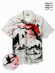Alohadaddy Japanese Retro Casual Men’s Hawaiian Shirts Plum Bossom Art Wrinkle Free Seersucker Shirts Big Tall