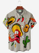 Alohadaddy Mexican Cinco de Mayo Khaki Men's Hawaiian Shirts Chipotle Salad Stretch Aloha Camp Pocket Shirts