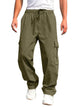 Pantalones cargo casuales retro Alohadaddy para hombre, con cordón, cintura elástica, múltiples bolsillos, elásticos, pantalones casuales de talla grande