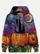 Alohadaddy Abstract Art Halloween Men Hoodies Black Cat Pumpkin Stretch Plus Size Stretch Sweatshirts