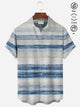 Camisa informal de manga corta con rayas azules texturizadas Alohadaddy Camisa con botones y bolsillo Aloha Camp Camisa grande y alta