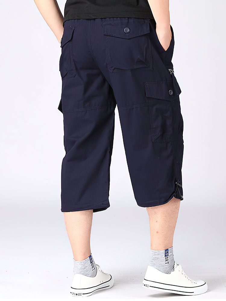 Pantalones rectos casuales sueltos y recortados para hombre