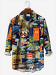 Men's Vintage Casual Long Sleeve Shirts Route 66 Auto Palm Tree Wrinkle Free Plus Size Tops