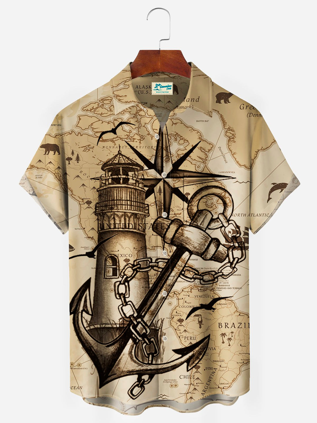Alohadaddy Vintage Nautical Map Men&