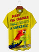 Alohadaddy Beach Holiday Yellow Men's Hawaiian Shirts Parrot 5 O'Clock Some Where Stretch Aloha Quick Dry Pocket Button Down Shirts