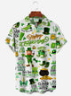 Camisas hawaianas blancas para hombre con estampado de trébol de dinosaurio y dibujos animados de San Patricio de Alohadaddy Camisas con bolsillos para campamento