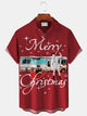 Alohadaddy Christmas Holiday Vintage Movie Red Men's Holiday Shirts Cartoon Fun Stretch Easy Care Camp Pocket Shirts Plus Size