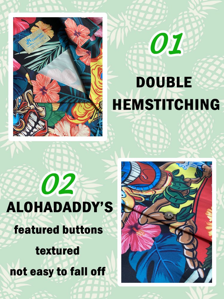 Alohadaddy  Mens U.S. Route 66 Print Casual Breathable Chest Pocket Short Sleeve Hawaiian Shirts
