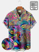 Alohadaddy Neon Ombre Hawaiian Breast Pocket Shirt Oversized Vacation Wrinkle-Free Shirt